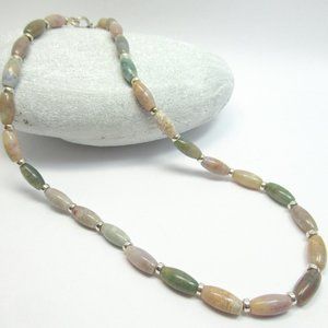 Fancy Jasper and Sterling Necklace